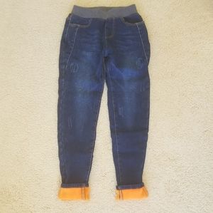 Warm Fleecy Lined Denim Pull On Leggings